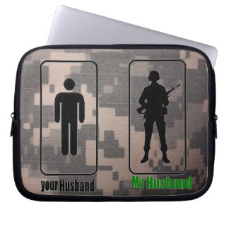 uw man, mijn echtgenoot, legervrouw laptop sleeve