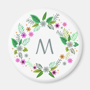 Uw monogram in een Bloem Lijst magneet