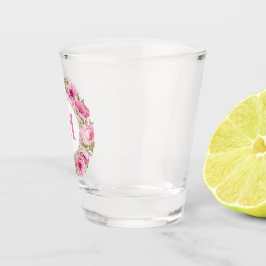 Uw Monogram in Flower Lijst borrelglas Shot Glas (Rechts)