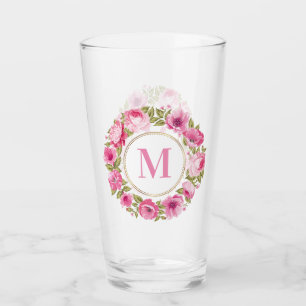 Uw Monogram in Flower Lijst pint glass Glas