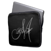 UW MONOGRAM-INITIALEN | EENVOUDIGE ZWARTE GRAY LAPTOP SLEEVE (Voorkant Links)