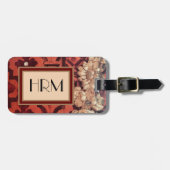 Uw monogram, Inset Wood en Gold Floral afbeelding Bagagelabel (Voorkant horizontaal)