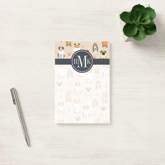 Uw monogram | Puppies en poten Post-it® Notes (Kantoor)
