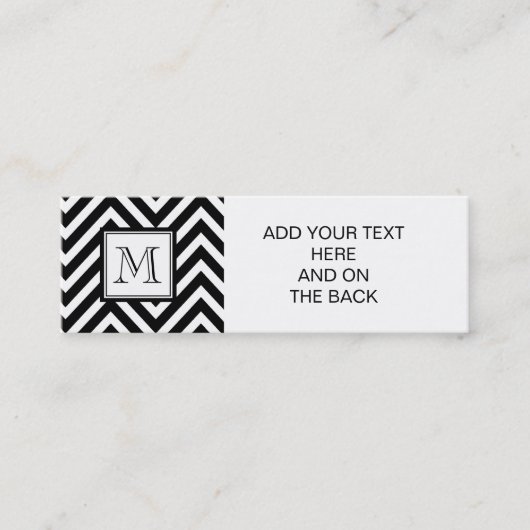 UW MONOGRAM, ZWARTE CHEVRON MINI VISITEKAARTJE (Voorkant)