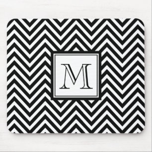 UW MONOGRAM, ZWARTE CHEVRON MUISMAT