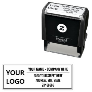 Uw naam adres stempel voorbeeld met logo of foto
