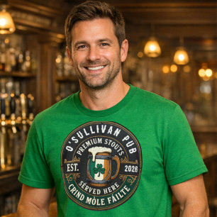 Uw naam Ierse Pub Aangepaste St. Patrick's Day T-shirt