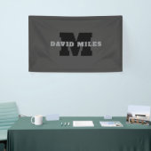Uw naam of bedrijfsnaam | Modern mannelijk grijs Spandoek (Beurs)