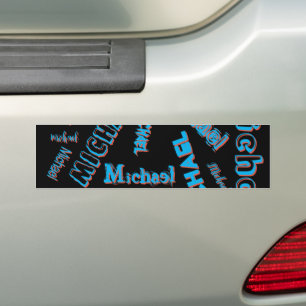 Uw naam patroon monogram blauwe rode zwarte kleur bumpersticker
