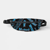 Uw naam patroon monogram blauwe rode zwarte kleur heuptasje (Voorkant)