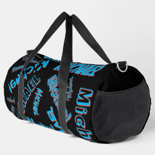Uw naam patroon monogram blauwe rode zwarte kleur plunjezak