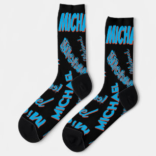 Uw naam patroon monogram blauwe rode zwarte kleur sokken