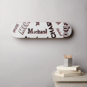Uw naam patroon monogram roos kleur schaduw skateboard
