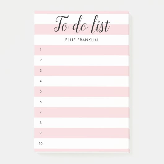 Uw Naam Takenlijst Roze Gestreepte Post-Its Post-it® Notes (Voorkant)