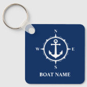 Uw naam van de boot compass Anchor Blue Sleutelhanger (Voorkant)