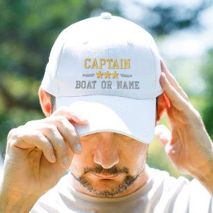 Uw naam van de boot kapitein Nautical Stars Gold S Geborduurde Pet