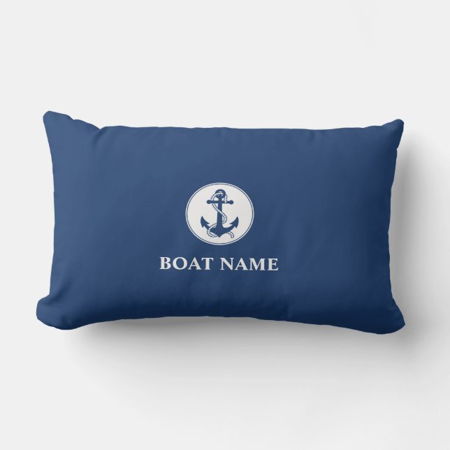 Uw naam van de boot Rope & Anchor Blue Buitenkussen (Voorkant)