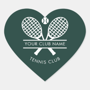 Uw naam van de sportclub Tennis Groen elke kleur Hart Sticker