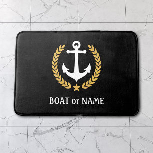 Uw naam van het schip Nautical Anchor Gold Laurel  Badmat