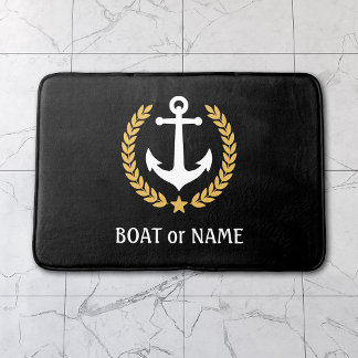 Uw naam van het schip Nautical Anchor Gold Laurel Badmat