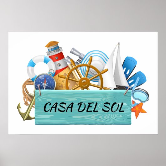 Uw Nautical - Beach House Sign Poster (Voorkant)