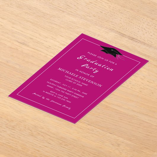 Uw ontwerp Acryl Afstuderen Uitnodiging Sjabloon Acryl Uitnodigingen (Laagn)