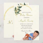 Uw ontwerp Baby Boy Douche Uitnodiging Sjabloon (Voorkant / Achterkant)