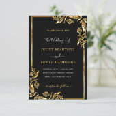 Uw ontwerp Black Gold Wedding Invitation Sjabloon (Staand voorkant)