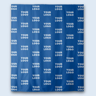 Uw ontwerp of zakelijke Logo Blauw betegeld patr Wandkleed