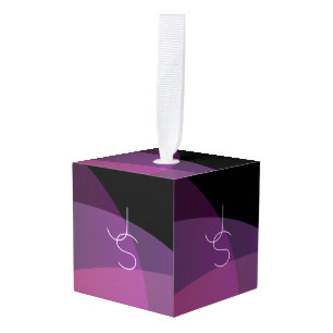 Uw overlappende Initialen Modern Paars en roze Kubus Ornament