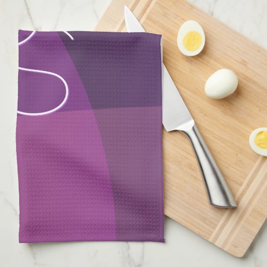 Uw overlappende Initialen | Modern Paars en roze Theedoek (Quarter Fold)