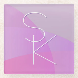 Uw overlappende Initialen   Modern roze geometrisc Glazen Onderzetter