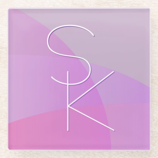 Uw overlappende Initialen | Modern roze geometrisc Glazen Onderzetter (Voorkant)