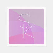 Uw overlappende initialen | Modern roze geometrisc Servet (Voorkant)