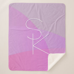 Uw overlappende Initialen Modern roze geometrisc Sherpa Deken