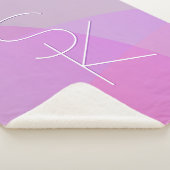 Uw overlappende initialen | Modern roze geometrisc Sherpa Deken (3/4)
