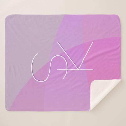Uw overlappende initialen | Modern roze geometrisc Sherpa Deken (Voorkant (horizontaal))