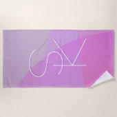 Uw overlappende Initialen | Modern roze geometrisc Strandlaken (Voorkant)