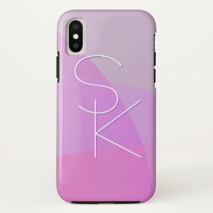 Uw overlappende initialen Moderne roze geometris iPhone X Hoesje