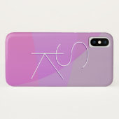 Uw overlappende initialen | Moderne roze geometris Case-Mate iPhone Case (Achterkant (horizontaal))