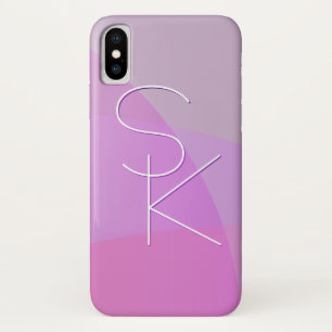 Uw overlappende initialen Moderne roze geometris iPhone X Hoesje
