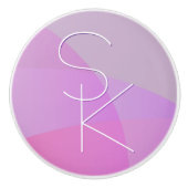 Uw overlappende initialen | Moderne roze geometris Keramische Knop (Voorkant)