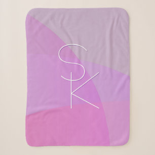Uw overlappende initialen   Moderne roze geometris Sherpa Deken