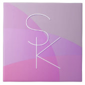 Uw overlappende initialen | Moderne roze geometris Tegeltje (Voorkant)