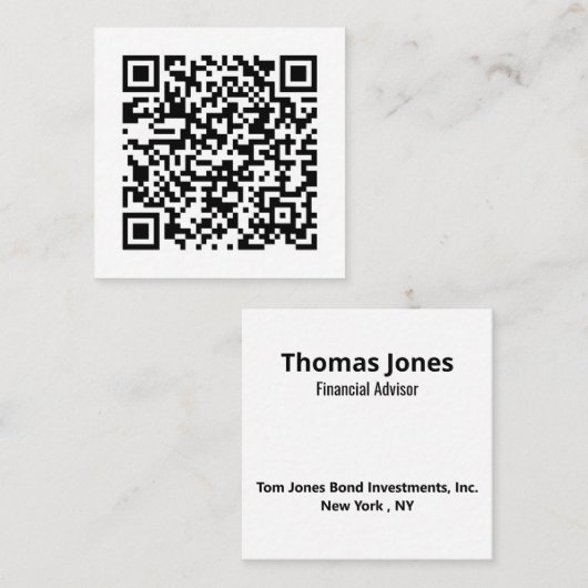 Uw persoonlijke QR-code die aan uw URL is gekoppel Vierkante Visitekaartje (Voorkant / Achterkant)
