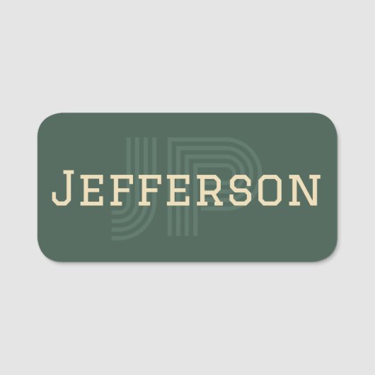 Uw persoonlijke stijl: Modern Monogrammed Pine Gre Naamplaatje (Voorkant)