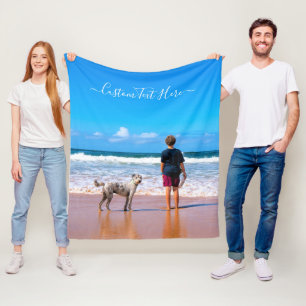 Uw Pet Photo Fleece Deken Aangepaste Tekst
