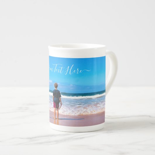 Uw Photo Bone China Mok met aangepaste tekst (Voorkant rechts)
