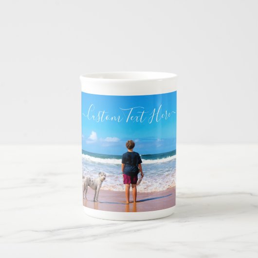Uw Photo Bone China Mok met aangepaste tekst (Voorkant)