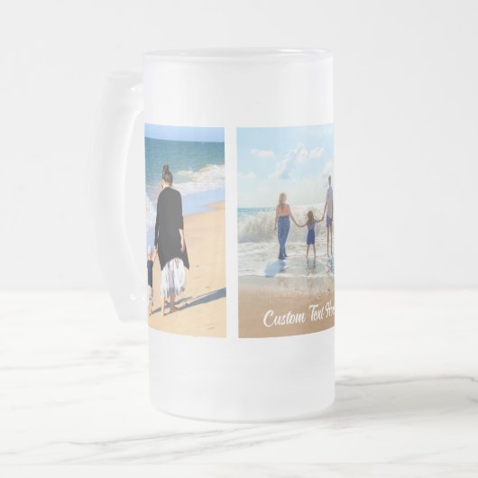 Uw Photo Collage Glass Beer Mok met aangepaste tek (Voorkant links)